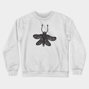 Owlfly Ink Art - detailed insect design - on white Crewneck Sweatshirt